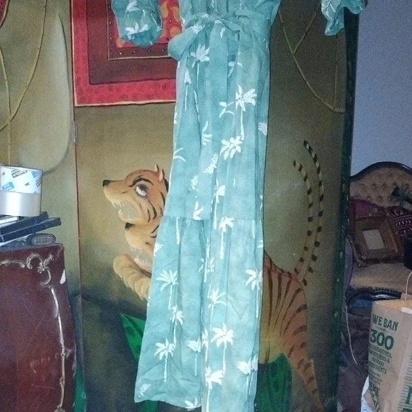 Zara Green Tropical Print Blouse - Picture 4 of 7